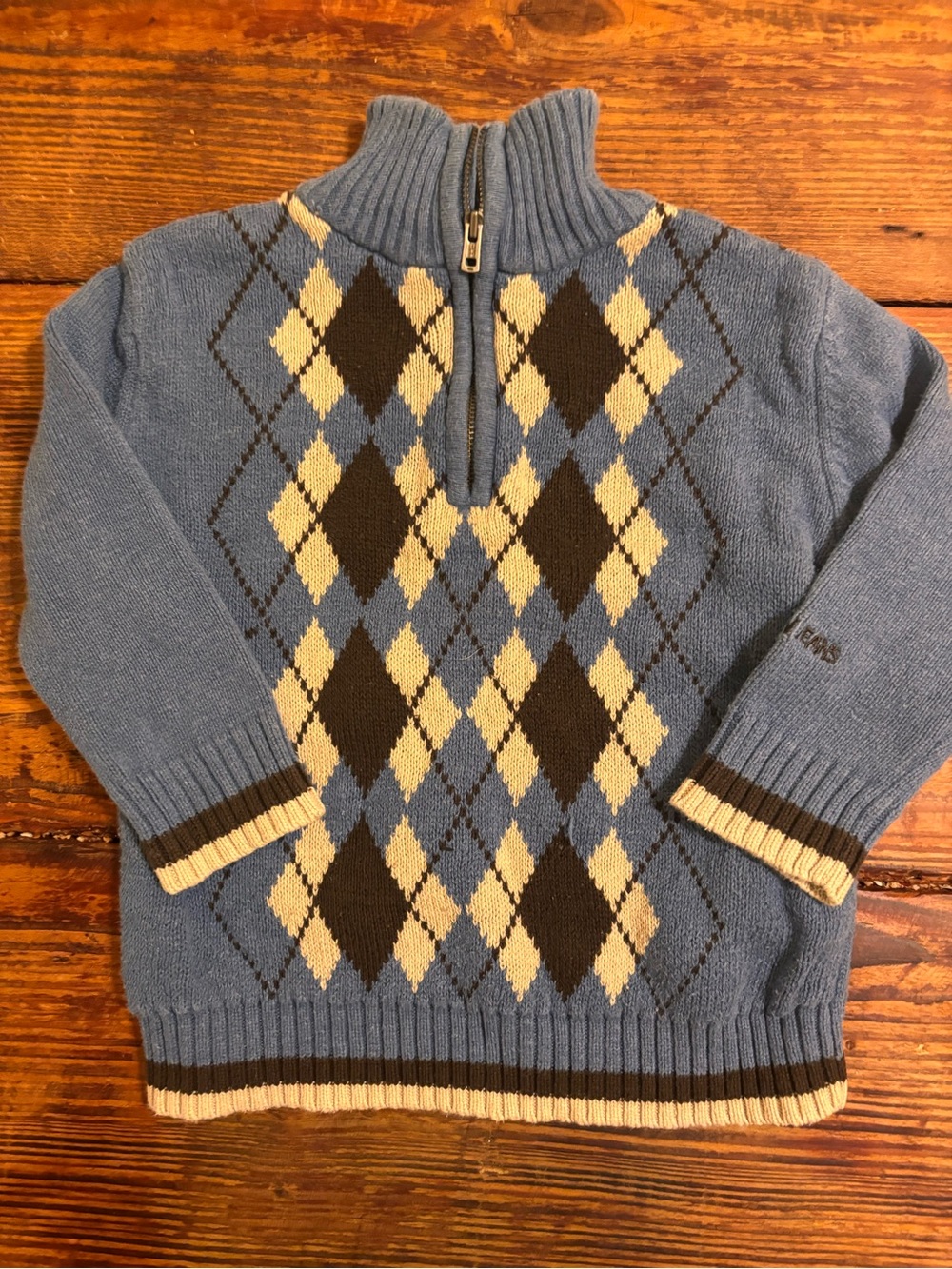 Toddler Blue Argyle Half-Zip Sweater